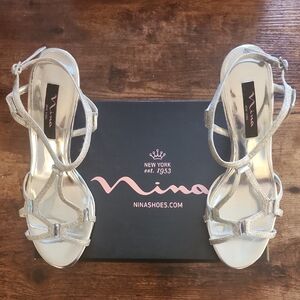 Nina Silver Strappy Heels